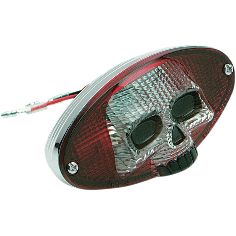 DRAG SPECIALTIES Taillight – Red Cat Eye with Skull Face Red and Clear Skull Taillight