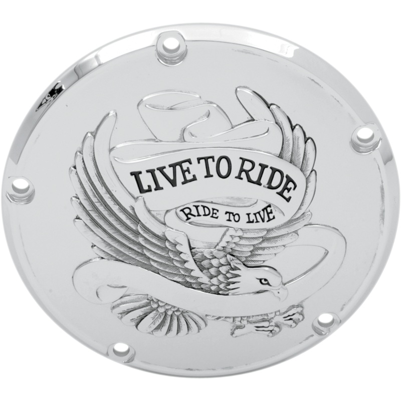 DRAG SPECIALTIES 5-Hole – Chrome – Live to Ride Derby Cover Live To Ride Derby Cover