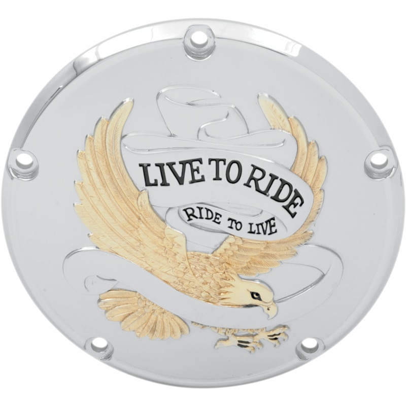 DRAG SPECIALTIES 5-Hole – Gold – Live to Ride Derby Cover Live To Ride Derby Cover