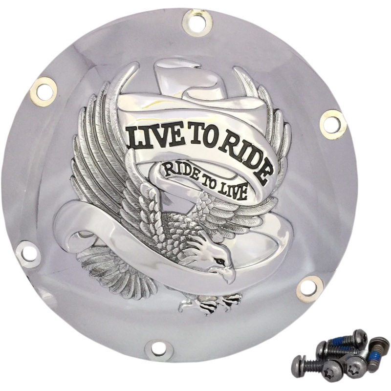 DRAG SPECIALTIES 6-Hole – Chrome – Live to Ride Derby Cover Live To Ride Derby Cover