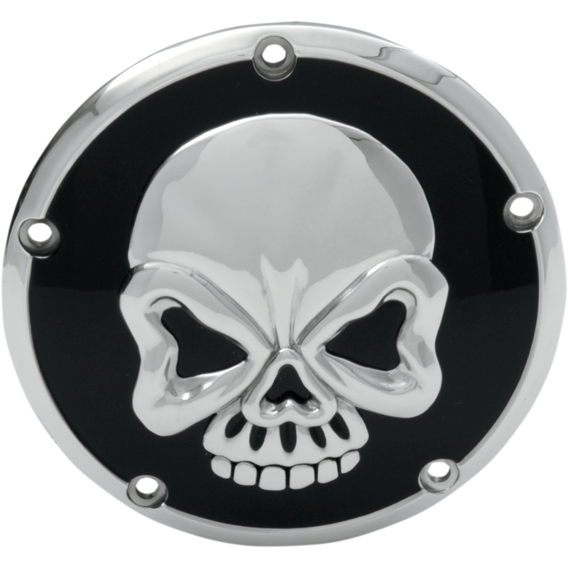 DRAG SPECIALTIES Derby Cover – Chrome/Black – Skull Skull Derby Cover