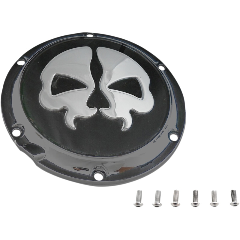 DRAG SPECIALTIES Split Skull Derby Cover – Black Split Skull Derby Cover