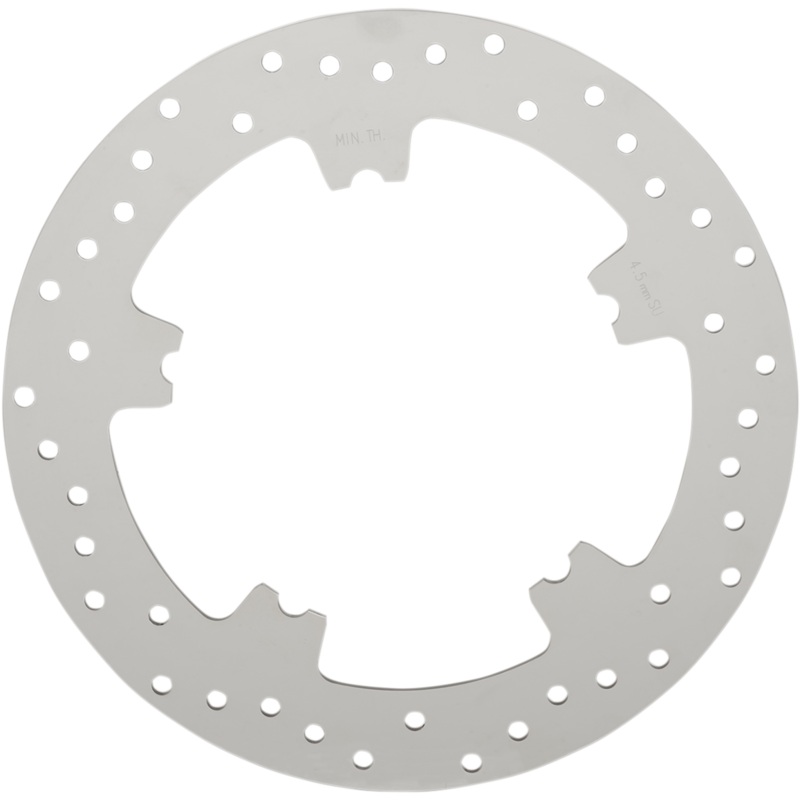DRAG SPECIALTIES Drilled Brake Rotor – Front – 11.8 – Dyna/V-Rod Polished Stainless Steel Drilled Brake Rotor