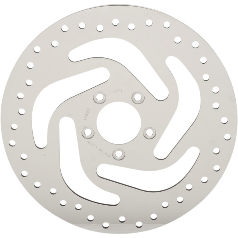DRAG SPECIALTIES Drilled Brake Rotor – Front – 11.8 – Softail/Sporster Polished Stainless Steel Drilled Brake Rotor