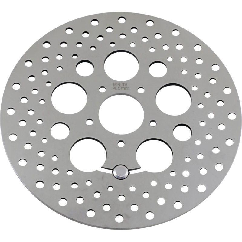 DRAG SPECIALTIES Drilled Brake Rotor – Front – 11.8 – Touring/Trike Polished Stainless Steel Drilled Brake Rotor