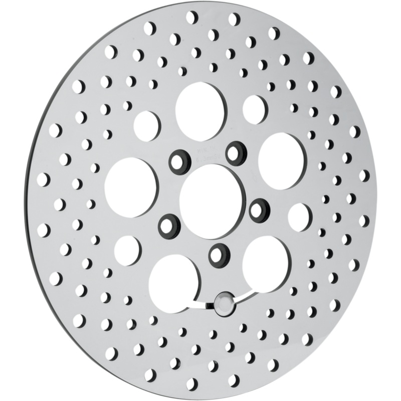 DRAG SPECIALTIES Drilled Brake Rotor – Rear – 11.8 – Touring Polished Stainless Steel Drilled Brake Rotor