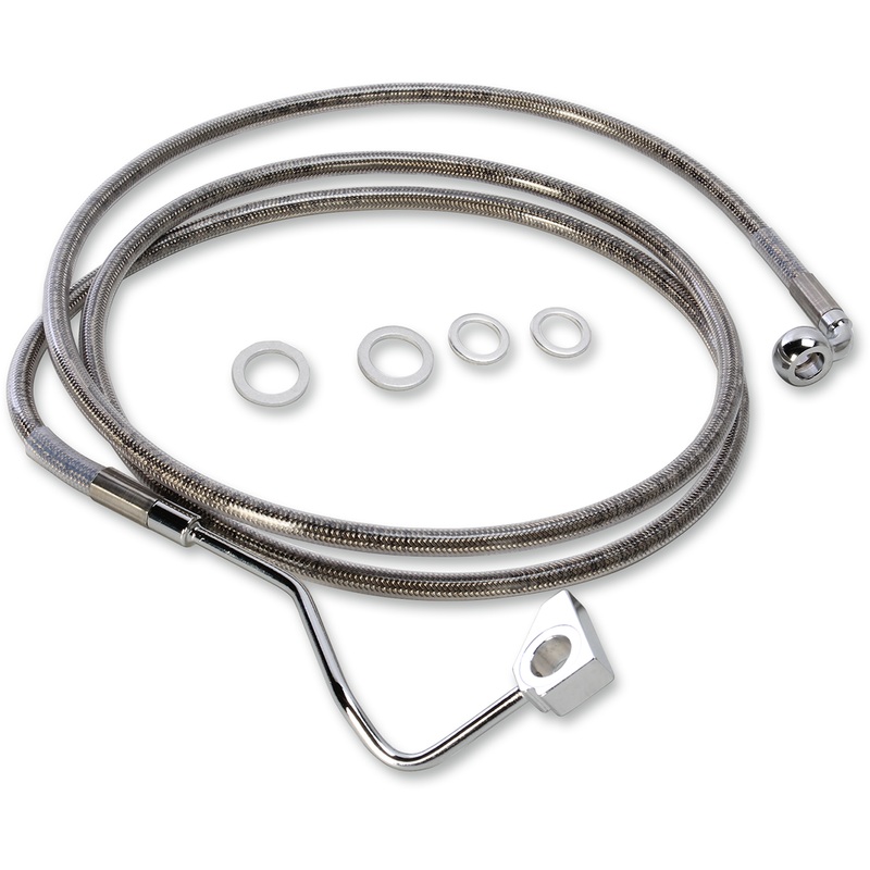 DRAG SPECIALTIES +4 Brake Line – Front – Stainless Steel – ’15+FLTR Extended Length Stainless Steel Brake Line Kit