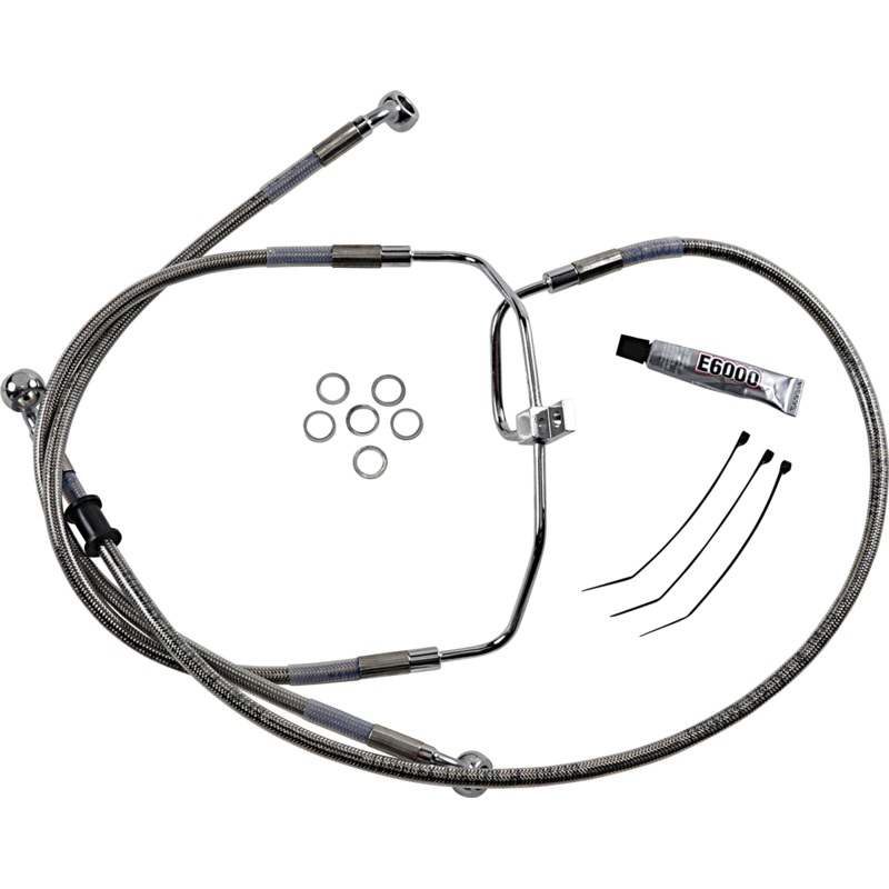 DRAG SPECIALTIES Brake Line – +10 – Stainless Steel – FXDF ’08-’17 Extended Length Stainless Steel Brake Line Kit