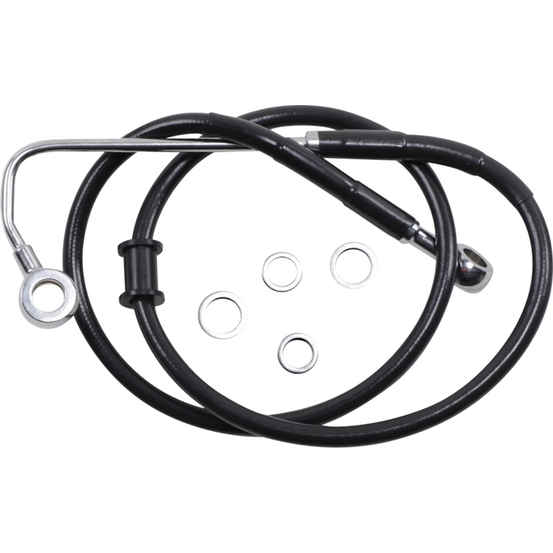 DRAG SPECIALTIES Brake Line – +2 – Black – ’15-’17 Softail Extended Length Stainless Steel Brake Line