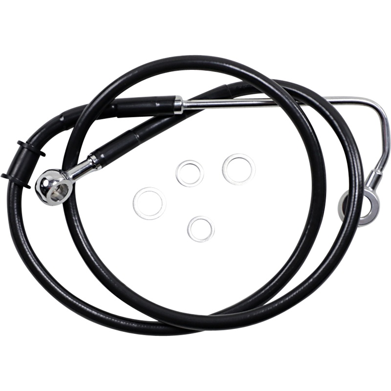 DRAG SPECIALTIES Brake Line – +4 – Black – ’15-’17 Softail Extended Length Stainless Steel Brake Line