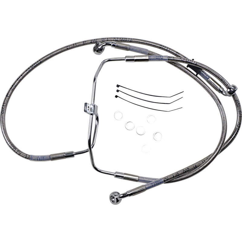 DRAG SPECIALTIES Brake Line – +4 – Stainless Steel – FXDF ’08-’17 Extended Length Stainless Steel Brake Line Kit