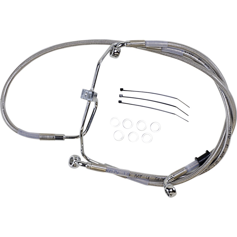 DRAG SPECIALTIES Brake Line – +8 – Stainless Steel – FXDF ’08-’17 Extended Length Stainless Steel Brake Line Kit