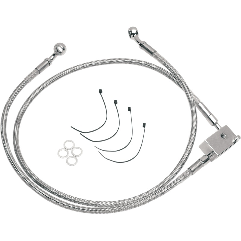 DRAG SPECIALTIES Brake Line – Extended – +2 Extended Length Stainless Steel Brake Line Kit