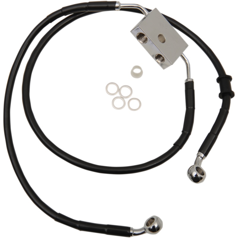 DRAG SPECIALTIES Brake Line – Front – +10 – Black – XL Extended Length Brake Line