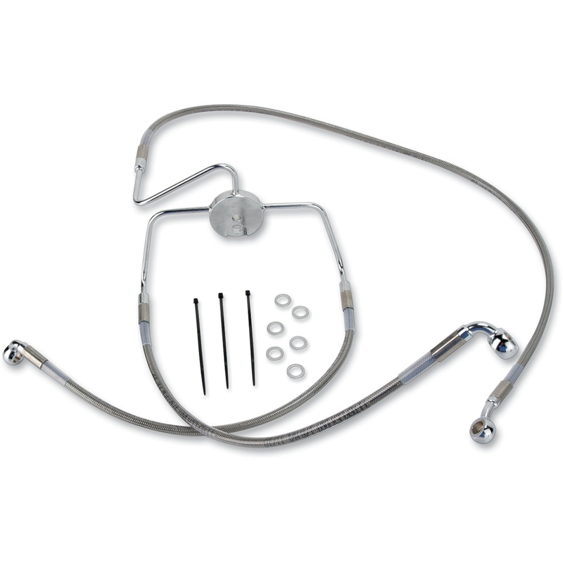 DRAG SPECIALTIES Brake Line – Front – +2 – Stainless Steel Extended Length Stainless Steel Brake Line Kit