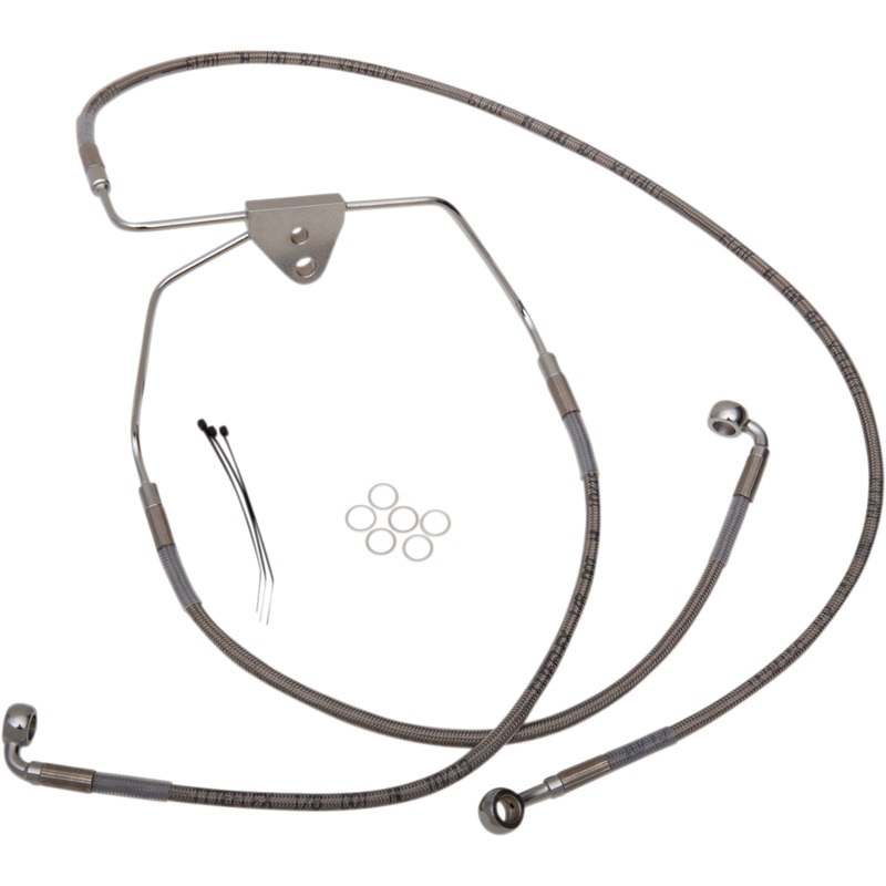 DRAG SPECIALTIES Brake Line – Front – +8 – Touring – Stainless Steel Extended Length Stainless Steel Brake Line Kit