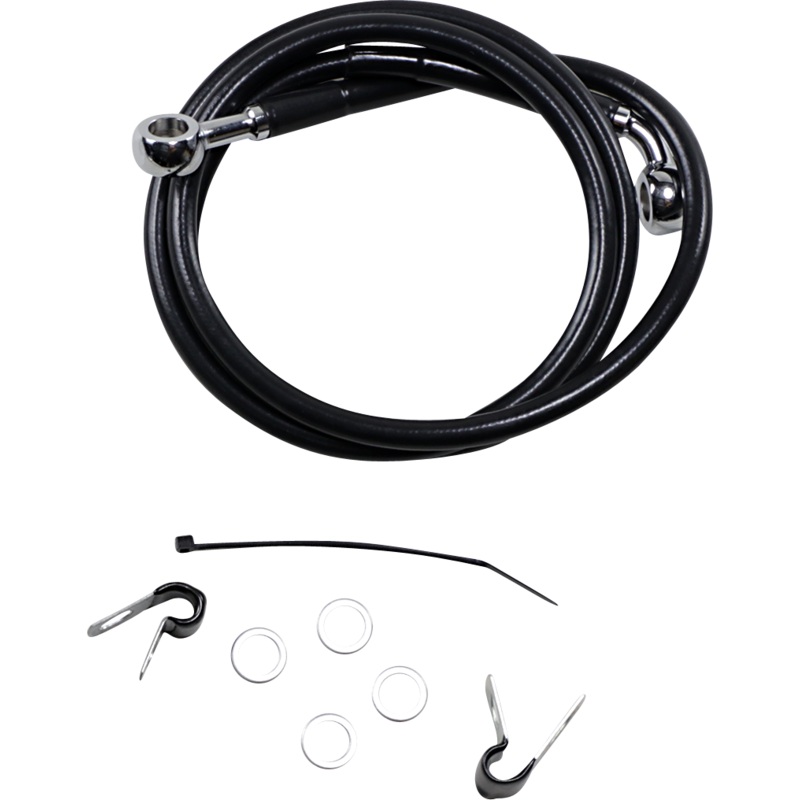 DRAG SPECIALTIES Brake Line – Front – Black – +10  – ’04-’10 XL Extended Length Black Vinyl Brake Line Kit