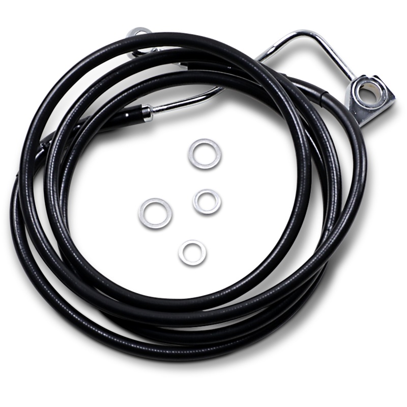 DRAG SPECIALTIES Brake Line – Front – Black – +12 with ABS Extended Length Black Vinyl Brake Line Kit