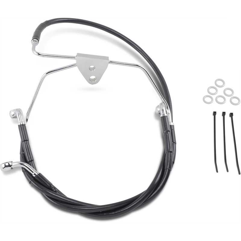 DRAG SPECIALTIES Brake Line – Front – Black – +2 – FLH ’96-’07 Extended Length Black Vinyl Brake Line Kit