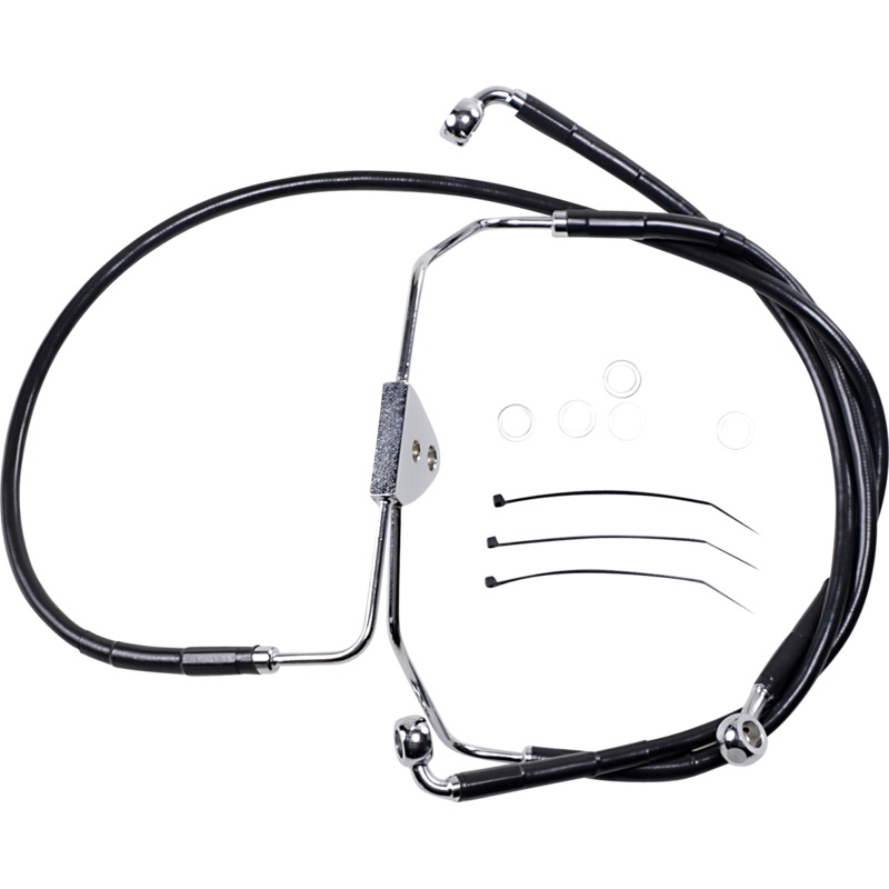 DRAG SPECIALTIES Brake Line – Front – Black – +4 Extended Length Black Vinyl Brake Line Kit