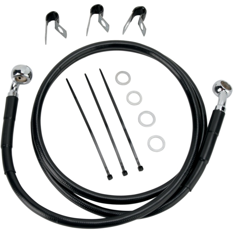 DRAG SPECIALTIES Brake Line – Front – Black – +6 – ’00-’07 FLST Extended Length Black Vinyl Brake Line Kit