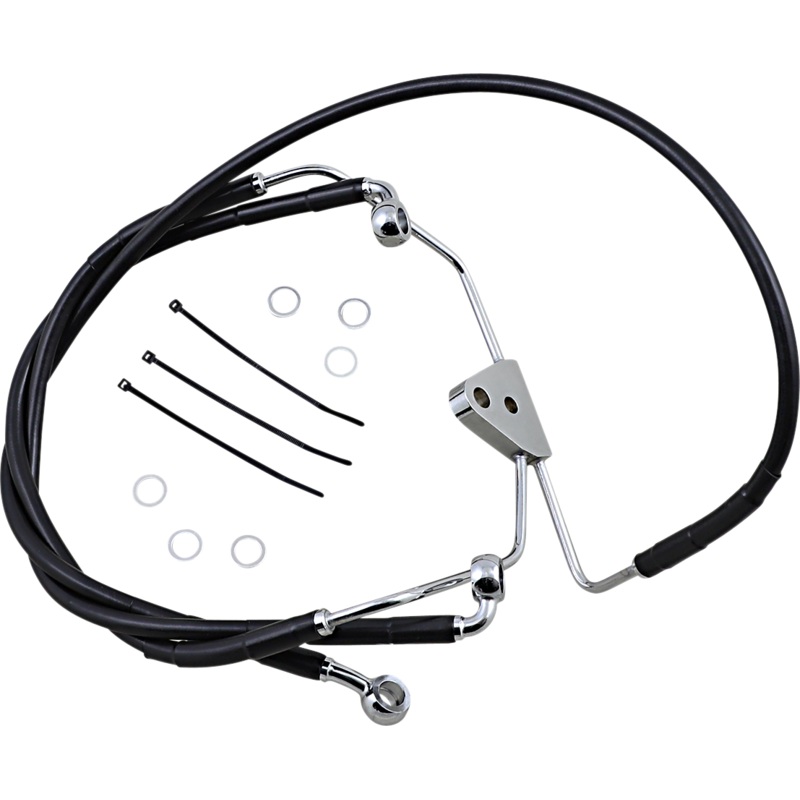 DRAG SPECIALTIES Brake Line – Front – Black – +6 Extended Length Black Vinyl Brake Line Kit