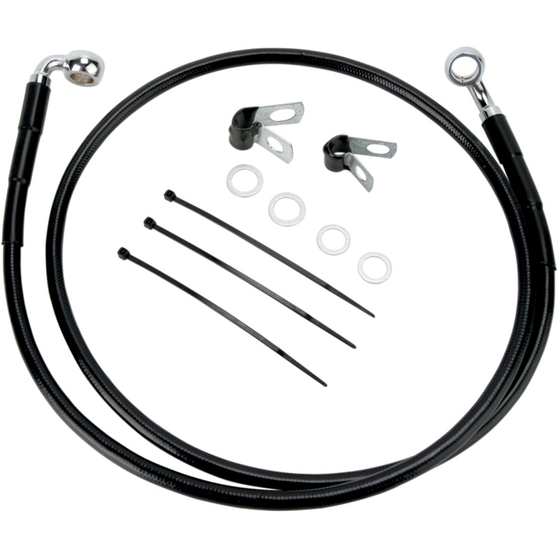DRAG SPECIALTIES Brake Line – Front – Black – +8- FXDL ’01-’05 Extended Length Black Vinyl Brake Line Kit