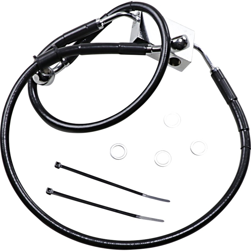 DRAG SPECIALTIES Front Brake Line – XL – Black +4 Extended Length Brake Line
