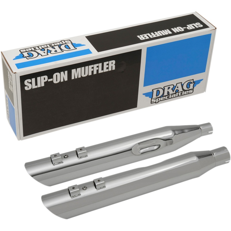 DRAG SPECIALTIES 3.5 Mufflers for FL – Chrome Slashdown Slip-On Mufflers