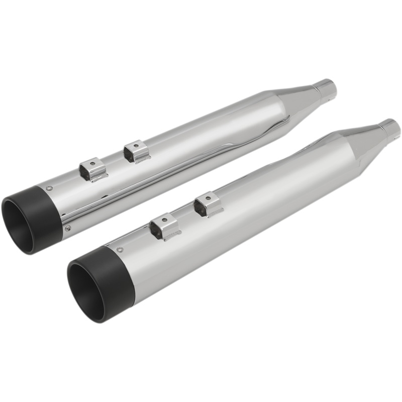 DRAG SPECIALTIES 4 Slip-On Mufflers for ’95-’16 FL – Chrome/Black Slip-On Mufflers