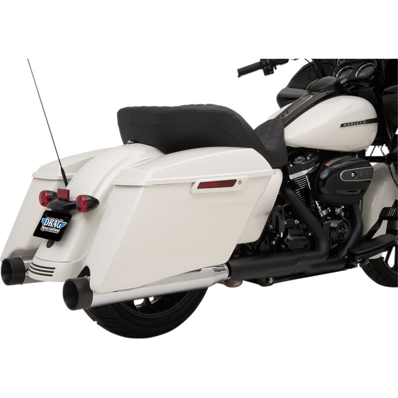 DRAG SPECIALTIES 4 Slip-On Mufflers for FL – Chrome/Black Slip-On Mufflers