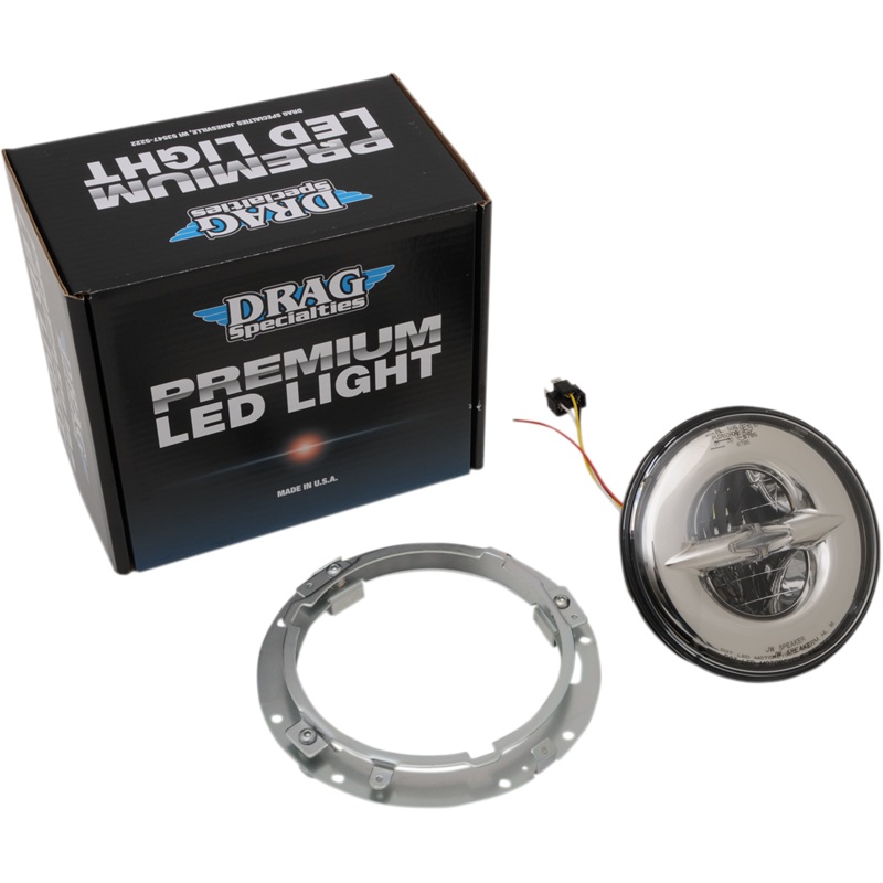 DRAG SPECIALTIES 7 Reflector-Style LED Headlamp – 99-13 Dresser – Chrome Reflector Headlight Kit