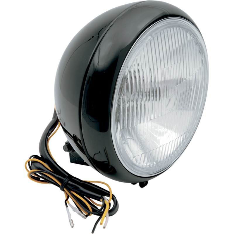 DRAG SPECIALTIES 7 Smooth Headlight – FLST – Black 7 Headlight Assemblies