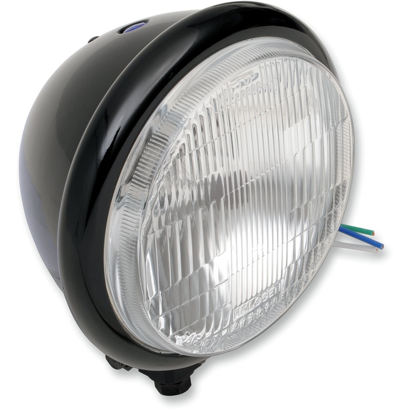 DRAG SPECIALTIES Bottom Mount H4 Headlight – 5-3/4 – Black 5-3/4 Headlight Assemblies  Headlight