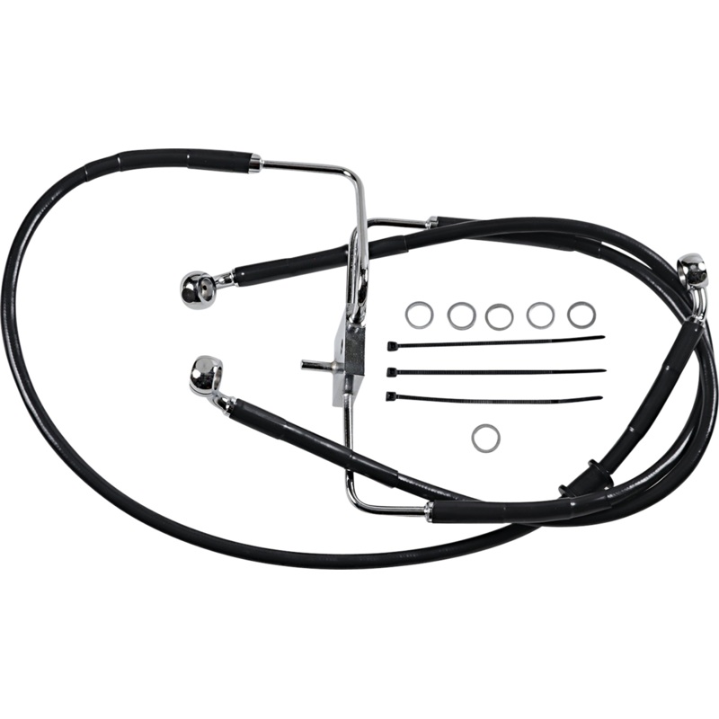 DRAG SPECIALTIES Brake Line – +10 – Black – XL Extended Length Stainless Steel Brake Line