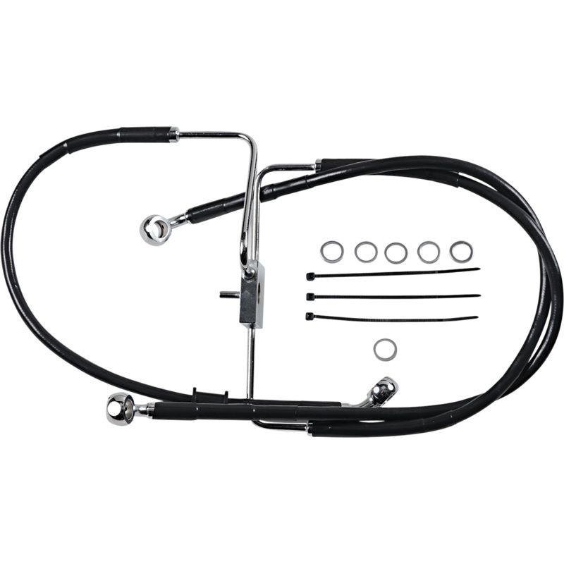 DRAG SPECIALTIES Brake Line – +2 – Black – XL Extended Length Stainless Steel Brake Line