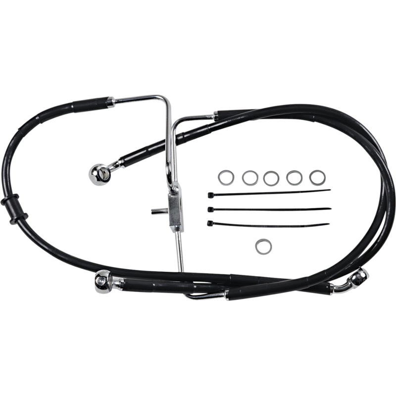 DRAG SPECIALTIES Brake Line – +4 – Black – XL Extended Length Stainless Steel Brake Line