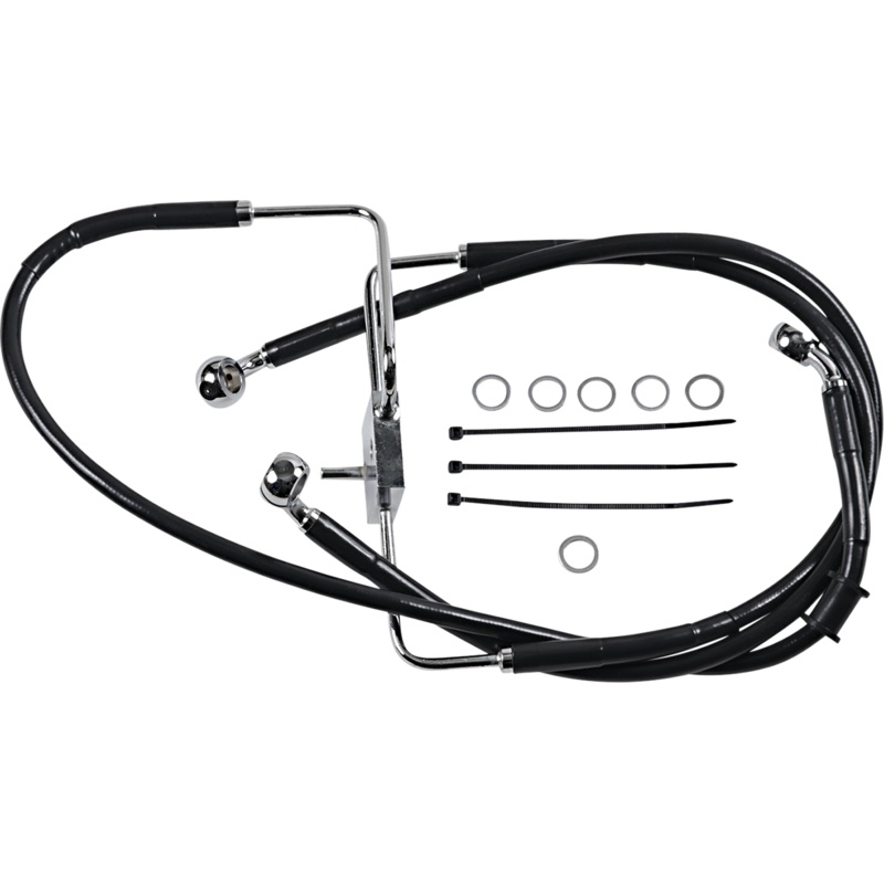 DRAG SPECIALTIES Brake Line – +8 – Black – XL Extended Length Stainless Steel Brake Line