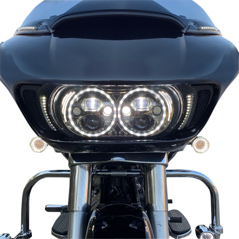 DRAG SPECIALTIES Bullet-Style Dual Front Turn Signal Insert – White – Amber Front Dual Ring Turn Signal Inserts