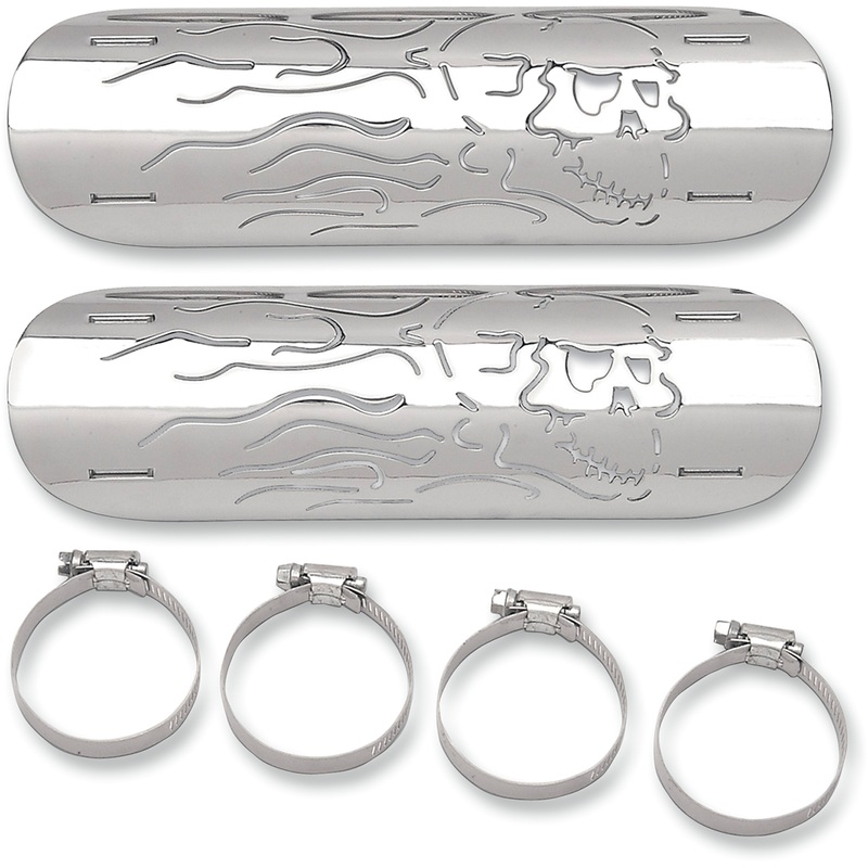 DRAG SPECIALTIES Flame Skull Heat Shield Flaming Skull Heat Shields