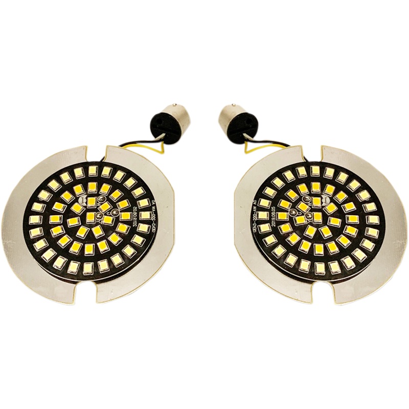 DRAG SPECIALTIES Flat-Style Dual Front Turn Signal Insert – White – Amber Front Dual Ring Turn Signal Inserts