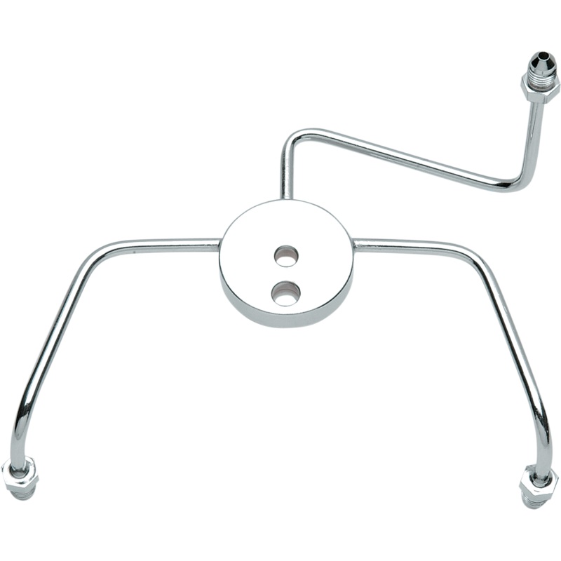 DRAG SPECIALTIES Junction Block #3 – Wide Glide Chrome Steel Front Brake Tee with Fittings for Dual-Disc Applications