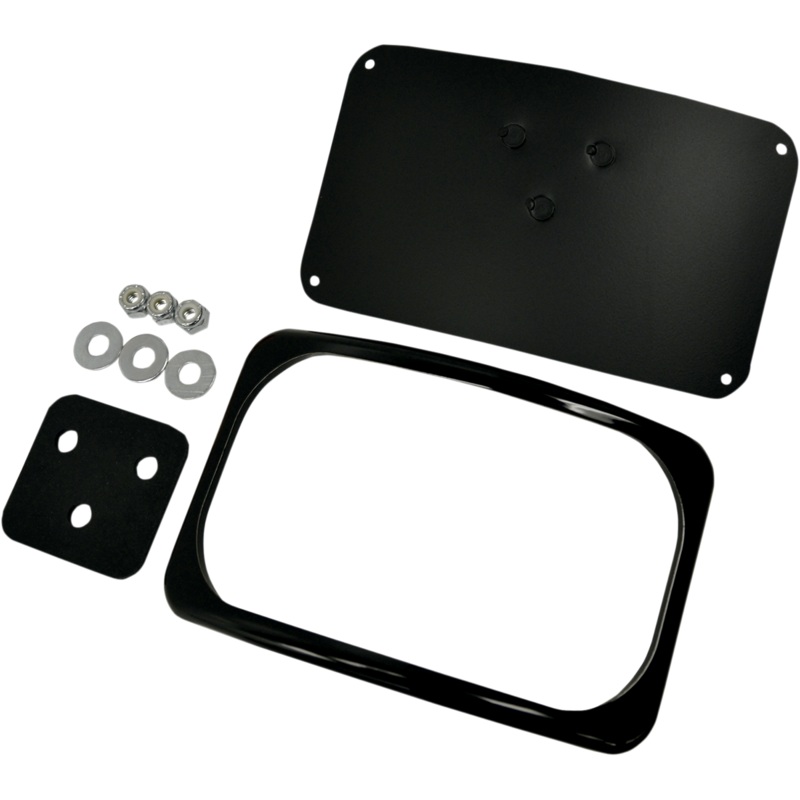 DRAG SPECIALTIES License Plate Mount – 3 Hole – Gloss Black Small Radius Three-Bolt Style License Plate Mount Assembly