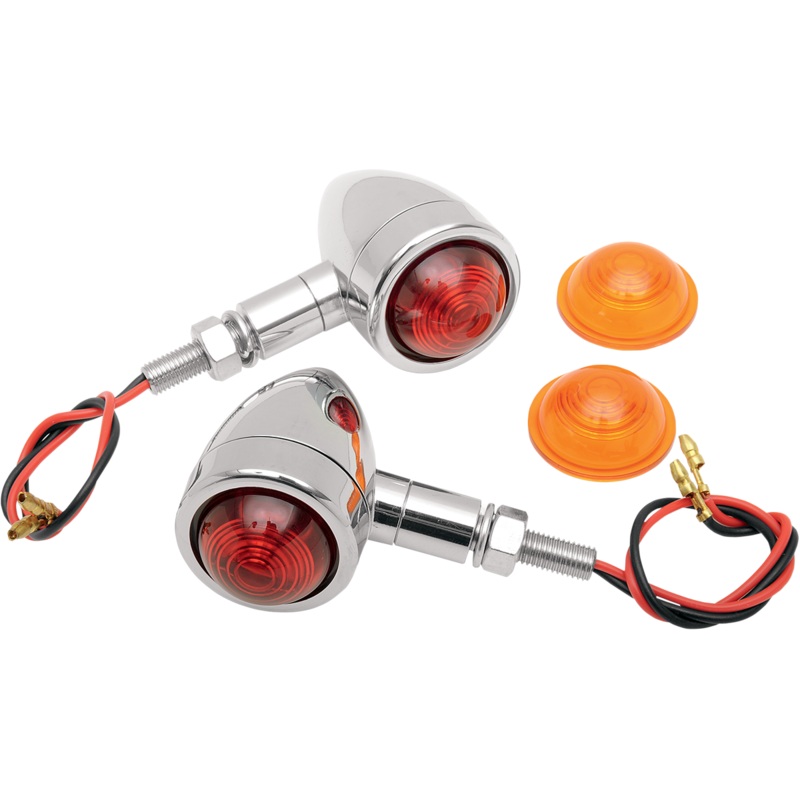 DRAG SPECIALTIES Mini-Bullet Light Kit – Amber/Red Custom Bullet Marker Lights  Marker Light
