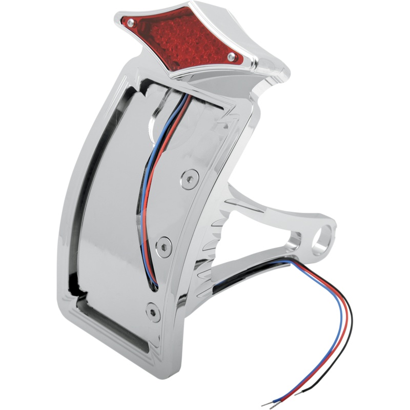 DRAG SPECIALTIES Side Mount Taillight/License Plate Mount – Curved Vertical – Diamond Axel Side Mount Diamond LED Taillight and License Plate Mount