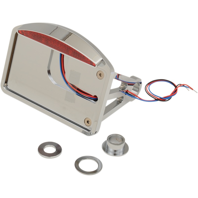 DRAG SPECIALTIES Side Mount Taillight/License Plate Mount – Flat Horizontal – Half-Moon Axel Side Mount Half-Moon LED Taillight and License Plate Mount