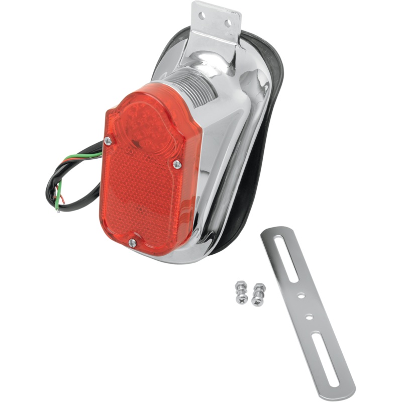 DRAG SPECIALTIES Tombstone Taillight/License Plate Mount – Top Tag – Red Lens Universal Mount Tombstone LED Taillight with License Plate Mount
