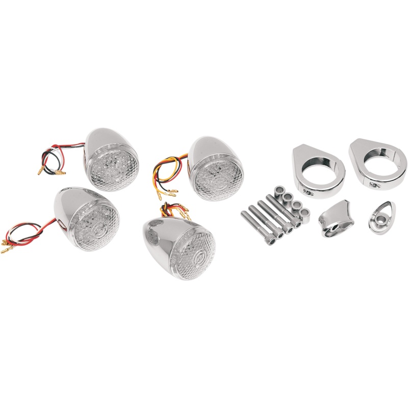 DRAG SPECIALTIES Turn Signal Kit – Clear/Red Deuce-Style DOT Compliant LED Turn Signal Kit  Turn Signal Kit