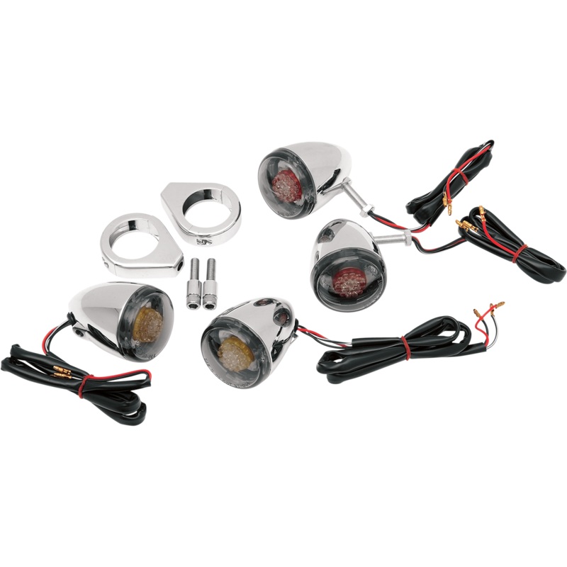 DRAG SPECIALTIES Turn Signal Kit – Red/Smoke Custom Deuce-Style LED Turn Signal Kit