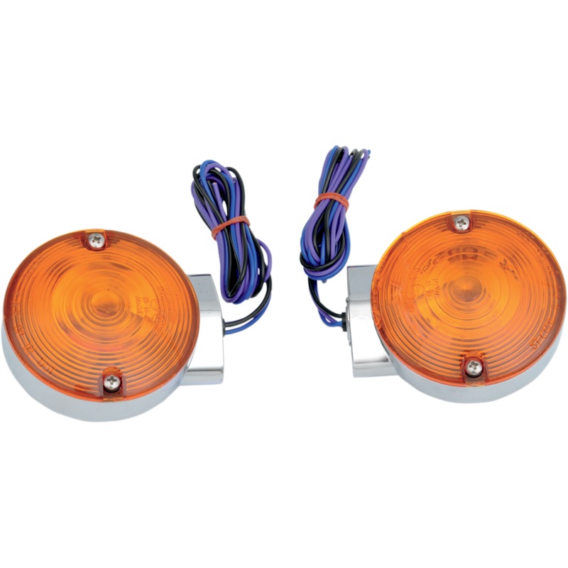 DRAG SPECIALTIES Turn Signal Light Kit – Chrome – Front FLT Replacement Touring Turn Signals